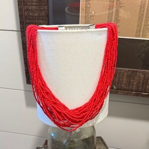 Elegant Red Seed Beaded Necklace